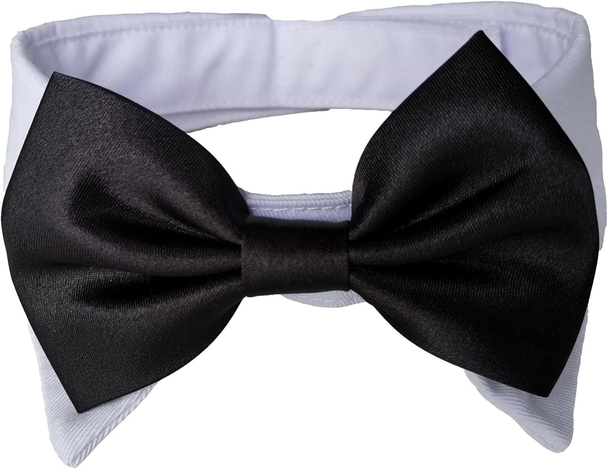 Dog Necktie Tuxedo Collar in Cotton with Black Tie for Small, Medium, and Large Dogs (Size S)