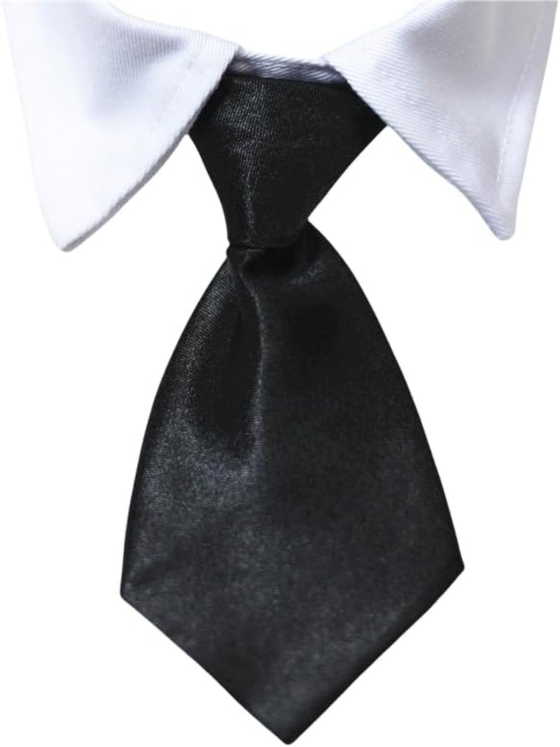 Dog Necktie Tuxedo Collar in Cotton with Black Tie for Small, Medium, and Large Dogs (Size S)