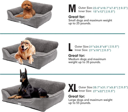 Rectangle Dog Bed - Washable, Warm, Anti-Slip Design for Small to Large Dogs (Medium, Grey)
