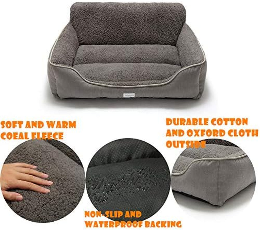 Rectangle Dog Bed - Washable, Warm, Anti-Slip Design for Small to Large Dogs (Medium, Grey)