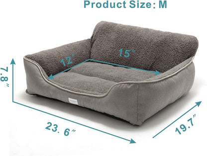 Rectangle Dog Bed - Washable, Warm, Anti-Slip Design for Small to Large Dogs (Medium, Grey)