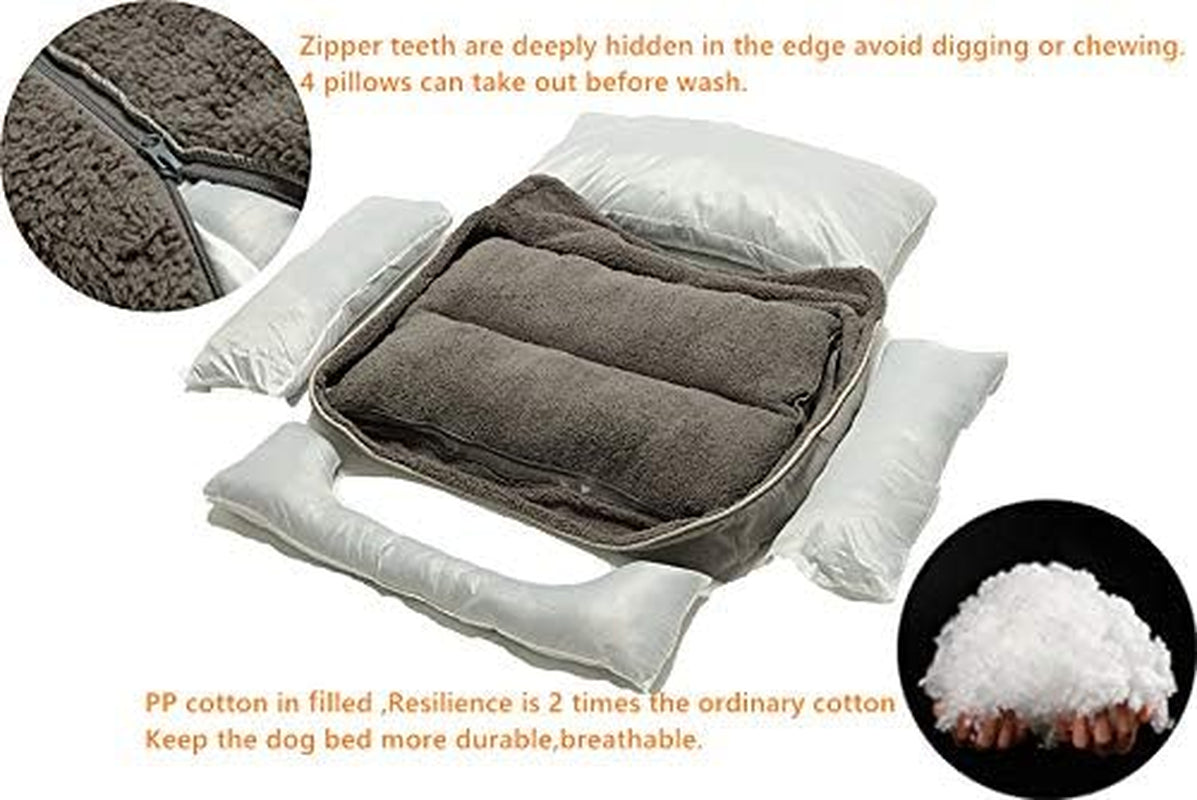 Rectangle Dog Bed - Washable, Warm, Anti-Slip Design for Small to Large Dogs (Medium, Grey)